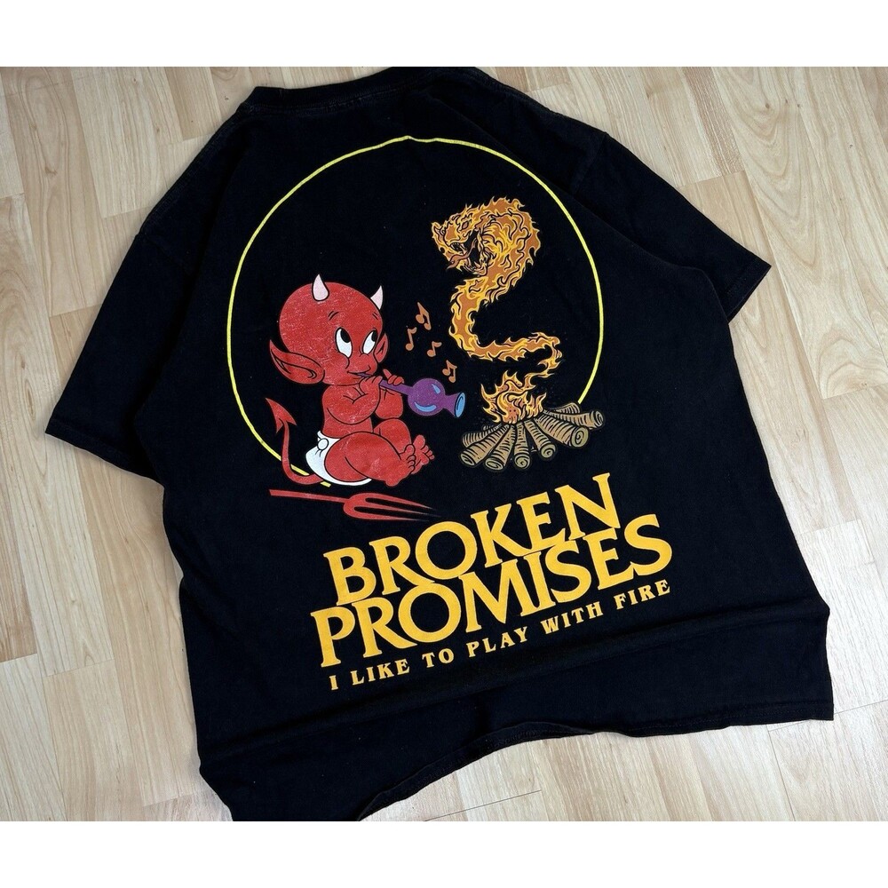 Men’s Broken Promises Graphic T-Shirt / Black / Size Large /